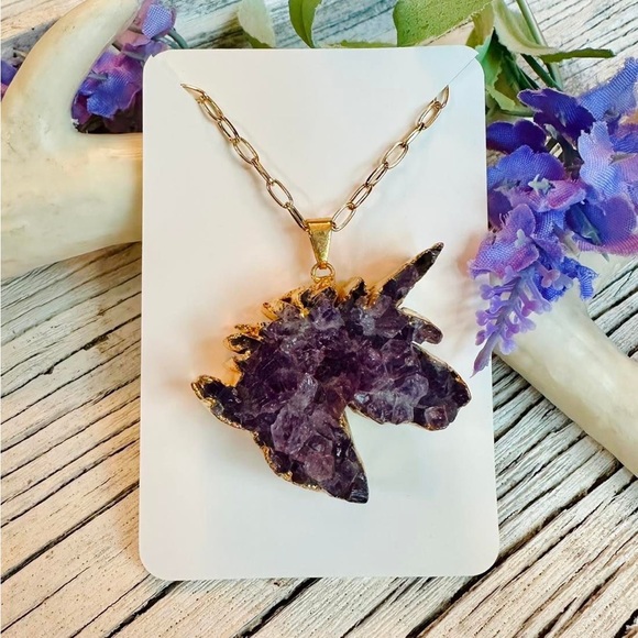 💜Raw Amethyst💜 Unicorn necklace - Picture 1 of 1